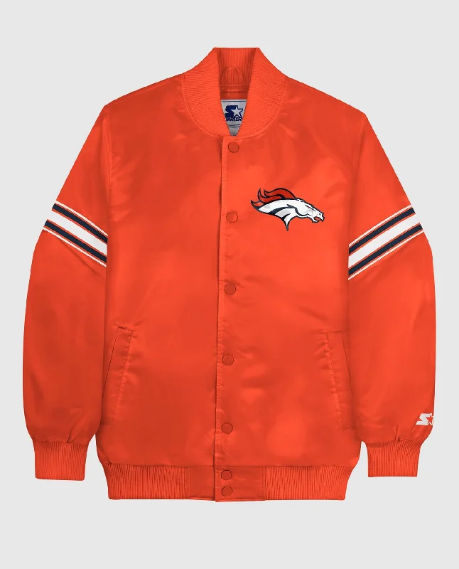 Tactical Jacket-Denver Broncos Varsity Satin Full-Snap Jacket