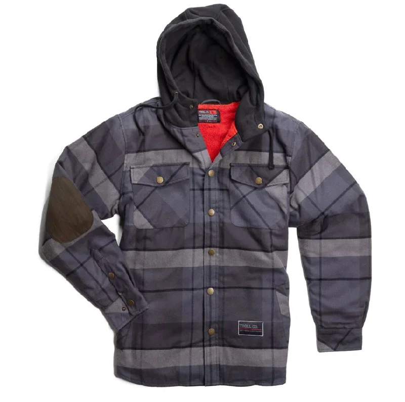 Classic Fit Jacket-Troll Co. Men's Buford Snap-Front Hooded Flannel Jacket