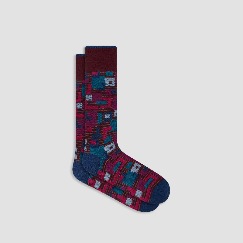 Golf Socks-Striped Abstract Mid-Calf Socks