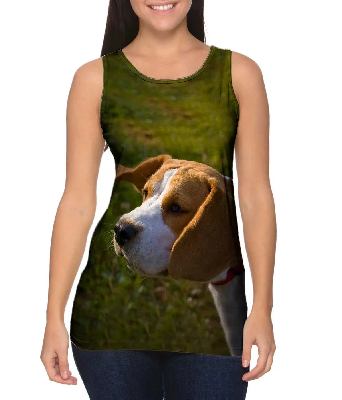 Racerback Tank-Beagle Ears Flopping