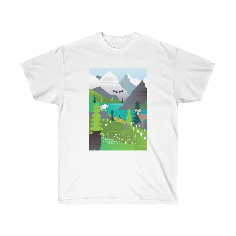 Striped T-Shirt-GLACIER NATIONAL PARK UNISEX ULTRA COTTON TEE