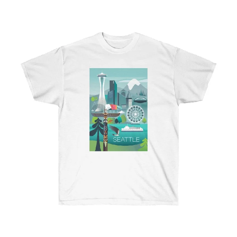 V Neck T-Shirt-SEATTLE UNISEX ULTRA COTTON TEE