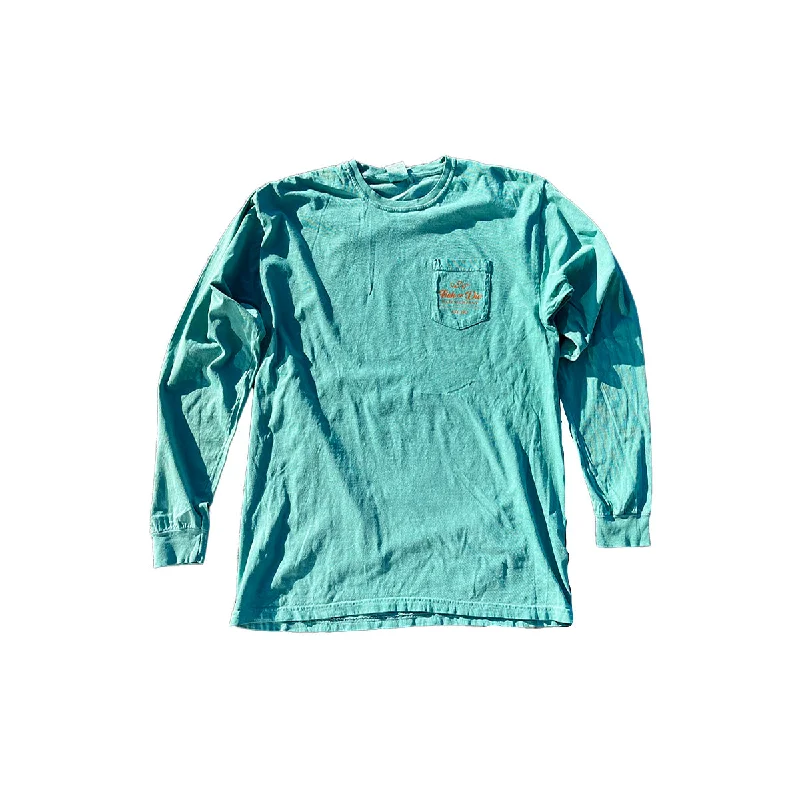 Motorcycle T-Shirt-Tackle Box x Fish, or Die Bait Co Battle of the Bay L/S Tee - Seafoam