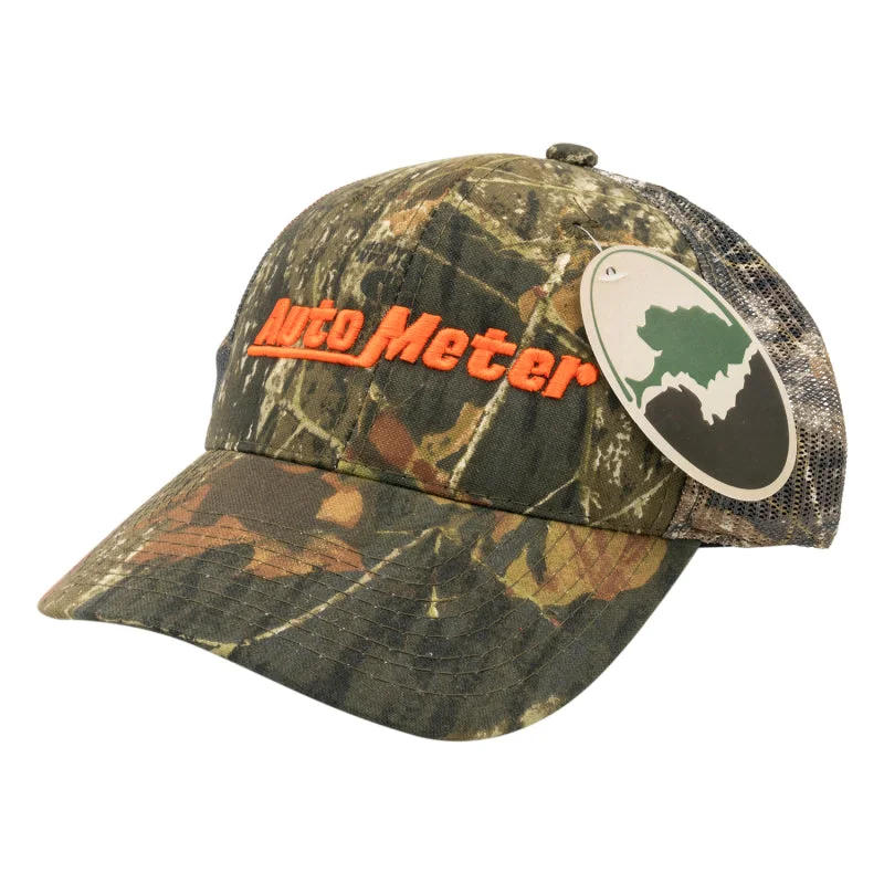 Flat Brim Hat-Autometer Hat Mesh Black w/ Velcro Hunting Camo Blaze Orange